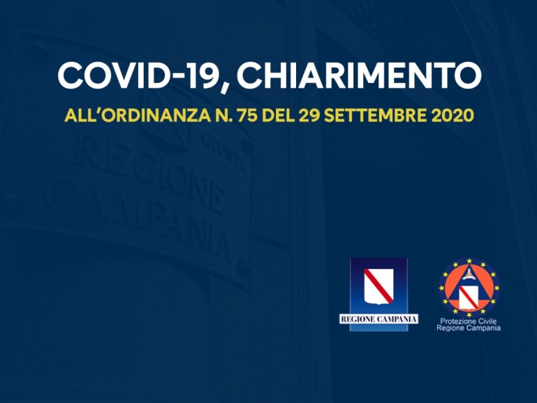 COVID-19, CHIARIMENTO n. 34 ALL’ORDINANZA n. 75