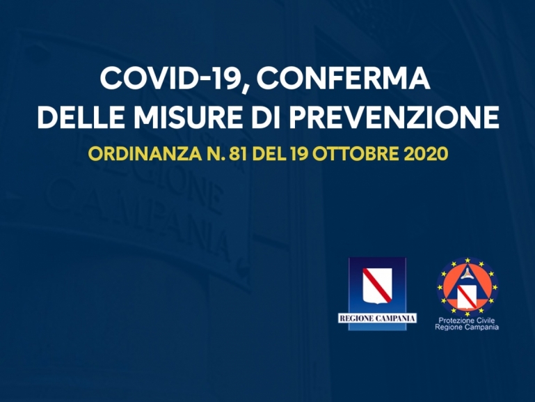 COVID-19, ORDINANZA N. 81: SI CONFERMANO MISURE DI PREVENZIONE