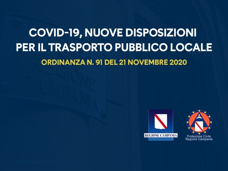COVID-19, ORDINANZA n. 91: DISPOSIZIONI PER IL TRASPORTO PUBBLICO LOCALE