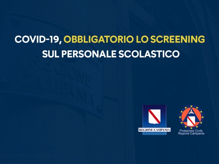 COVID-19, OBBLIGATORIO LO SCREENING SUL PERSONALE SCOLASTICO