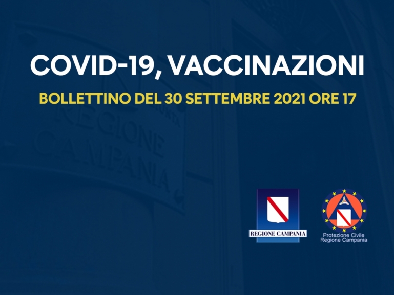 COVID-19, BOLLETTINO VACCINAZIONI DEL 30 SETTEMBRE 2021 (ORE 17)