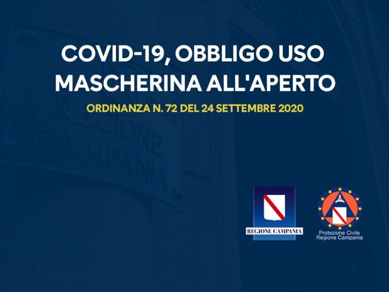 COVID-19, OBBLIGATORIO INDOSSARE LA MASCHERINA ALL’APERTO 