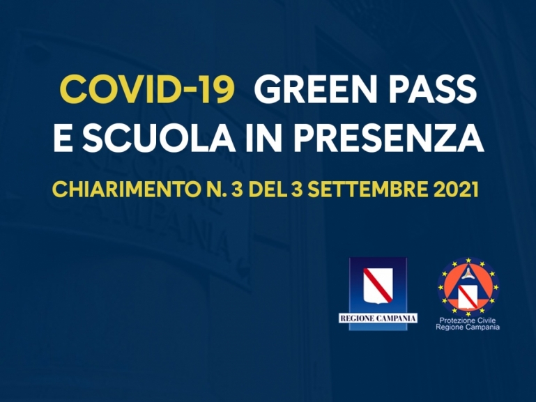 COVID-19, CHIARIMENTO SU ACCESSO A SCUOLA CON GREEN PASS