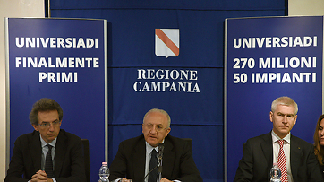Il presidente in conferenza sulle Universiadi 2019
